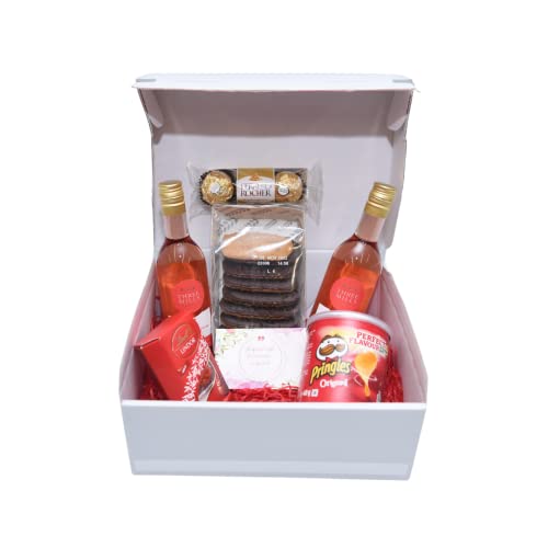 Rose Wine Gift Set With Chocolate, Alcohol Hamper Gift for Men and Women, Christmas Gifts for Her, Birthday Gifts For Her