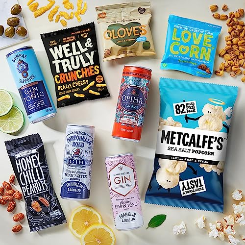Gin & Tonic Gift Set Hamper – A Variety of G&Ts with a Mix of Snacks, Presented in a Gift Box, Perfect for any Occasion (Just for you)