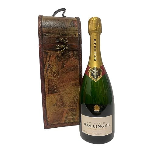 Bollinger Special Cuvee Champagne 75cl Presented in a Keepsake Wooden Wine Carrier - Ideas for Christmas, Birthday, Wedding Anniversary, Thank You, Business and Corporate