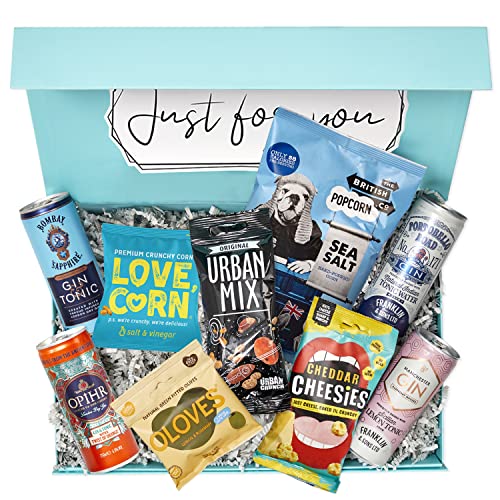 Gin & Tonic Gift Set Hamper – A Variety of G&Ts with a Mix of Snacks, Presented in a Gift Box, Perfect for any Occasion (Just for you)