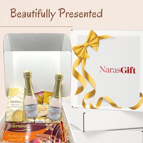 Pink Champagne Gift Set - Rose Pink Champagne Wine, Chocolate, Biscuits, Wafer Rolls - Wine Gift Set, Birthday Gift Hampers for Women, Wine Gifts for Women, Chocolate and Wine Hamper Gifts for Women