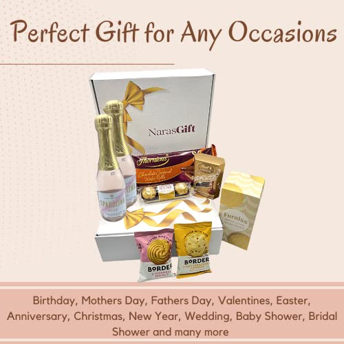 Pink Champagne Gift Set - Rose Pink Champagne Wine, Chocolate, Biscuits, Wafer Rolls - Wine Gift Set, Birthday Gift Hampers for Women, Wine Gifts for Women, Chocolate and Wine Hamper Gifts for Women