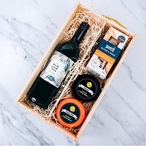 Cheese and Wine Gift Set | Red Wine Shiraz Pairs Perfectly With 2 Truckles and Crackers Hamper