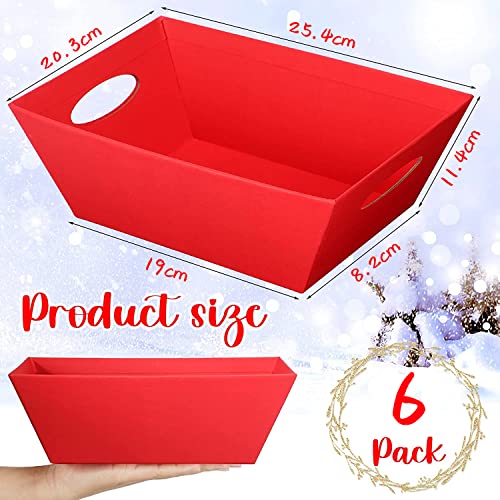 LATERN 6Pcs Large Empty Gifts Baskets, 25CM x 20CM x 11CM Red Gifts Baskets Wine Basket Snack Organizing Basket with Handles for Wedding Birthday Christmas Valentines Holiday Party Favors