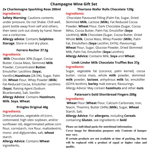 Pink Champagne Gift Set - Rose Pink Champagne Wine, Chocolate, Biscuits, Wafer Rolls - Wine Gift Set, Birthday Gift Hampers for Women, Wine Gifts for Women, Chocolate and Wine Hamper Gifts for Women