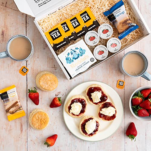 The Cornish Company Afternoon Tea Hamper – Deluxe Tea Set Hamper Gifts for Women Includes Fresh Scones, Biscuits – Elegant Packaging Gift Hamper Christmas Gift