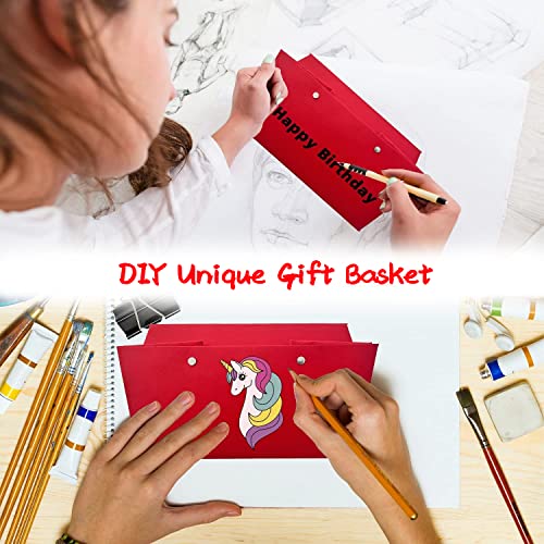 LATERN 6Pcs Large Empty Gifts Baskets, 25CM x 20CM x 11CM Red Gifts Baskets Wine Basket Snack Organizing Basket with Handles for Wedding Birthday Christmas Valentines Holiday Party Favors