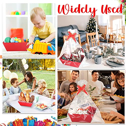 LATERN 6Pcs Large Empty Gifts Baskets, 25CM x 20CM x 11CM Red Gifts Baskets Wine Basket Snack Organizing Basket with Handles for Wedding Birthday Christmas Valentines Holiday Party Favors