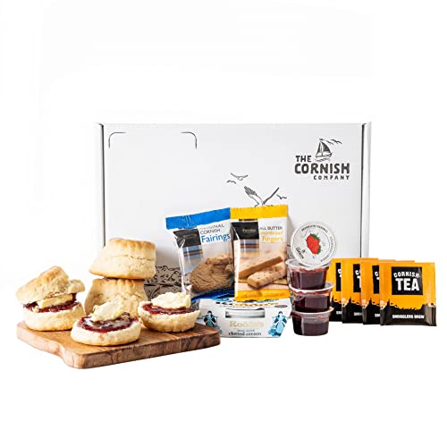The Cornish Company Afternoon Tea Hamper – Deluxe Tea Set Hamper Gifts for Women Includes Fresh Scones, Biscuits – Elegant Packaging Gift Hamper Christmas Gift