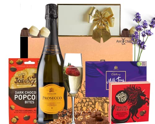 Prosecco Wine Gift set for Women - A Big Prosecco Bottle 75cl with luxury chocolates|Ideal Best Friend Gift for Women|Men|Couples - Valentines|Mothers Day| Easter|Birthday|Annivesaries|Christmas