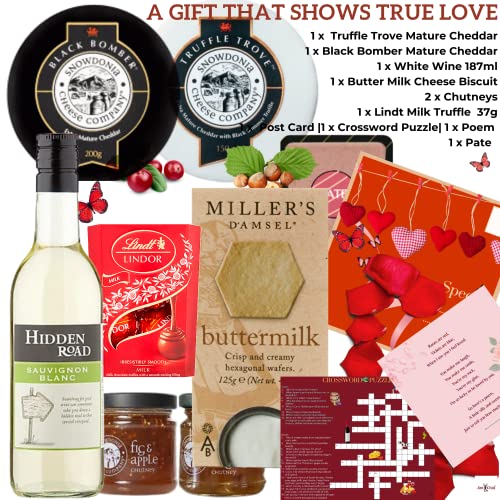 Snowdonia Cheese and Wine Hamper Gift-Cheese Hamper Gift Set-2 Award Winning Cheeses -Chutneys, Olives,Pate,Butter Milk Biscuits -Cheese Gift Set for both Men and Women-Cheese Themed Crossword Puzzle