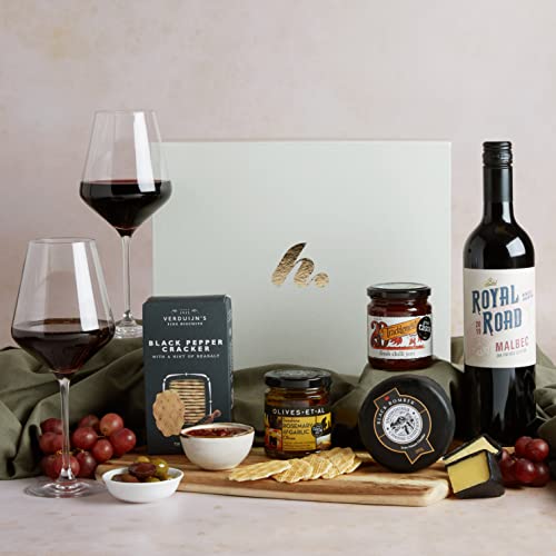 Classic Red Wine and Cheese Hamper, Luxury Food and Wine Gift Hampers,Gift for any Occasion.