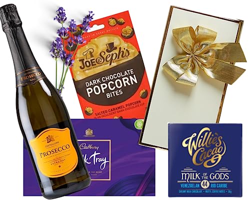 Prosecco Wine Gift set for Women - A Big Prosecco Bottle 75cl with luxury chocolates|Ideal Best Friend Gift for Women|Men|Couples - Valentines|Mothers Day| Easter|Birthday|Annivesaries|Christmas