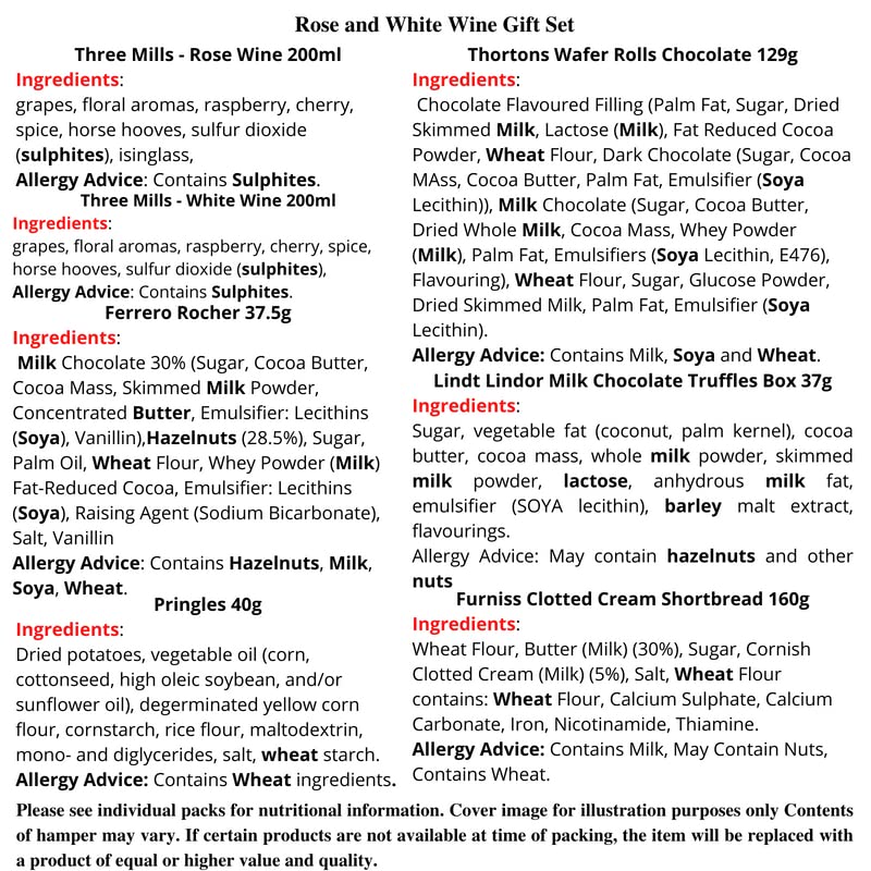 Wine Gift Set - White and Rose Wine and Chocolate Gift Set, Biscuits, Crisps - Birthday Gifts for Her, Wine Gifts for Women, Wine Hamper, Wine Gifts for Women, Thank You Gift