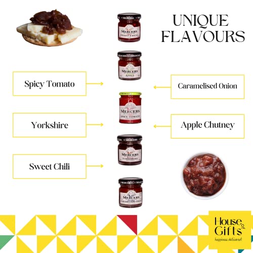 Chutney food hamper gift set compliment for cheese hamper lovers including 8 unique jars of pate including Spicy Tomato, Caremalised Onion, Yorkshire, Apple, & Sweet Chili ideal for cheese board