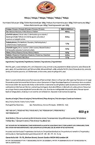 Moretti® Spicy Spilinga Nduja 800g (400g, Pack of 2) | Vacuum Pack | Gourmet Artisan Spreadable Salami | Made in Calabria | No GMOs