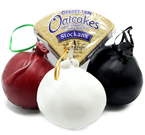 SHORROCKS Lancashire Cheese Bomb Gift Hamper Three x 230g Traditional Lancashire Bomb, Red Onion Bomb & Vintage Gold Bomb with Stockan's Thin Orkney Oatcakes from GREAT BRITISH TRADING LIMITED