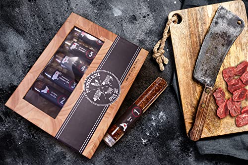 eat.art Butchers Block – Man Size Spice Gift Set XL Tubes – 6 Meat BBQ Rubs – Argentinian Chimichurri - Caribbean Jerk - Sweet Mustard – Chipotle - Cajun BBQ -Rosemary Garlic Rub – Food Cooking Gift