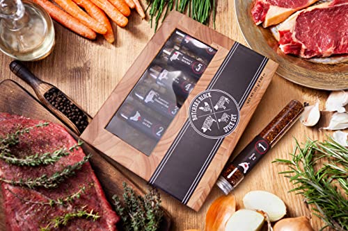 eat.art Butchers Block – Man Size Spice Gift Set XL Tubes – 6 Meat BBQ Rubs – Argentinian Chimichurri - Caribbean Jerk - Sweet Mustard – Chipotle - Cajun BBQ -Rosemary Garlic Rub – Food Cooking Gift