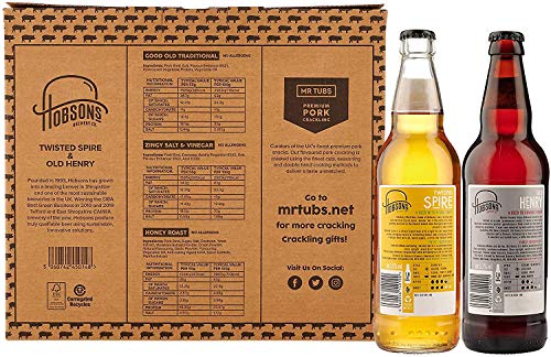 Mr Tubs Premium Pork Crackling & Beer Gift Set - 3 x Crackling Flavour Tubs & 2 x 500ml Beer - Pork Scratchings Meat Snack with Real Ale (Twisted Spire & Old Henry), from Award-Winning UK Brewery