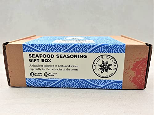 Nature Kitchen Gourmet Seafood Seasoning Selection Mix Gift Set. 9X Gluten-Free Herbs and Spices for Cooking Fish Recipes, Roasting and Marinades. Including Thai Stir-Fry, Paella Spice, Dill Herbs