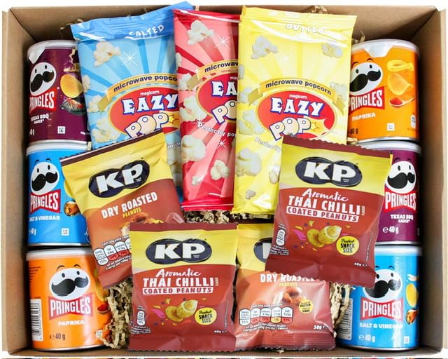 Snack Savoury Hamper Gift Crisps Popcorn Peanuts Box Present Movie Date Night Birthdays Party - Movie Night Snacks