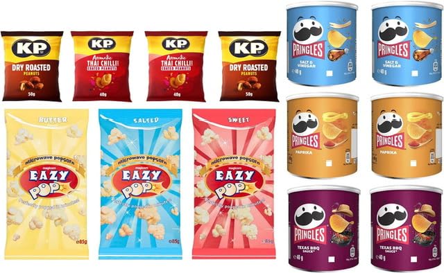 Snack Savoury Hamper Gift Crisps Popcorn Peanuts Box Present Movie Date Night Birthdays Party - Movie Night Snacks