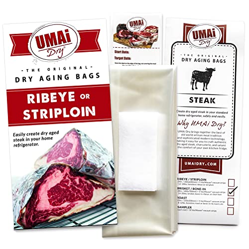 UMAi Dry Premium Dry Age Bags for Meat | Dry Aging Meat Kit for Refrigerator | Simple at Home Method for Ribeye Striploin Steaks | Packet Includes 3 Bags