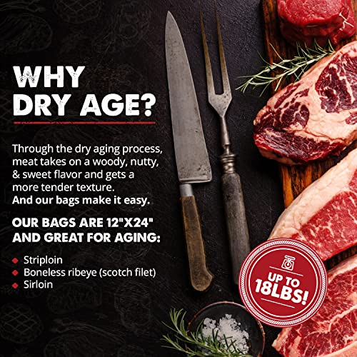 UMAi Dry Premium Dry Age Bags for Meat | Dry Aging Meat Kit for Refrigerator | Simple at Home Method for Ribeye Striploin Steaks | Packet Includes 3 Bags