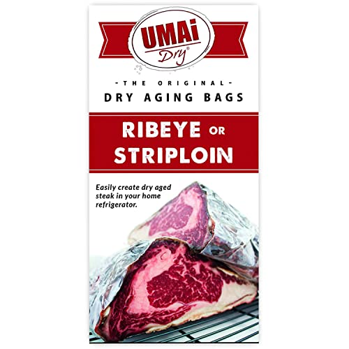 UMAi Dry Premium Dry Age Bags for Meat | Dry Aging Meat Kit for Refrigerator | Simple at Home Method for Ribeye Striploin Steaks | Packet Includes 3 Bags