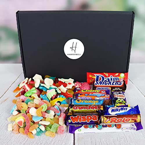 Chocolate Lovers & Ultimate Pick N Mix Letterbox Gift Hamper With Cadbury, Nestle & Mars Favourites - With 500g Fizzy & Jelly Sweets - XL