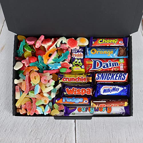 Chocolate Lovers & Ultimate Pick N Mix Letterbox Gift Hamper With Cadbury, Nestle & Mars Favourites - With 500g Fizzy & Jelly Sweets - XL