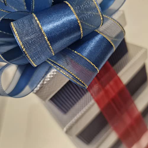 Great British Gift Tower - Gourmet Food Hamper with Award Winning Goodies & Presented in 7 Blue & Silver Gift Boxes - Wrapped with Ribbon