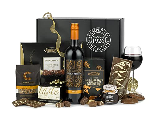 Thornton & France ‘The Celebration’ Red Wine Hamper With Nibbles | Luxury Food Hamper With Alcohol & Snacks Gift | For Him Her Or Couples | 7 Delicious Items
