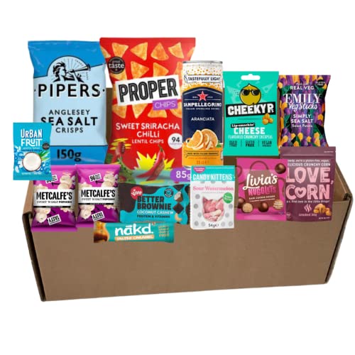 HappyHome Ultimate Hampers Gluten Free Hamper Snack Box-Selection of Healthy Low Calorie Snacks Suitable For Vegans-Contains Dairy Free Chocolate Sweets Biscuits and Savoury Treats Bundled
