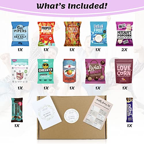 HappyHome Ultimate Hampers Gluten Free Hamper Snack Box-Selection of Healthy Low Calorie Snacks Suitable For Vegans-Contains Dairy Free Chocolate Sweets Biscuits and Savoury Treats Bundled