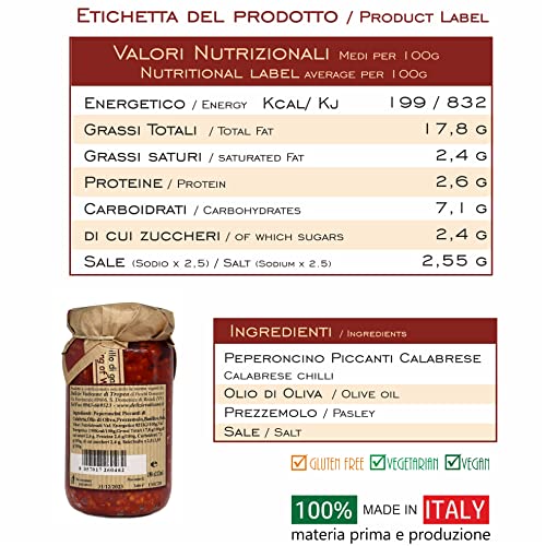Italian Chilli - Chopped Chilli in Olive Oil – Hot Chilli Sauce - Artesian Food Gourmet Delicatessen- 100% Made Italy - Delizie Vaticane Di Tropea. 180gr