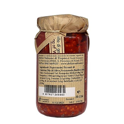 Italian Chilli - Chopped Chilli in Olive Oil – Hot Chilli Sauce - Artesian Food Gourmet Delicatessen- 100% Made Italy - Delizie Vaticane Di Tropea. 180gr