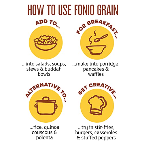 Aduna Certified Organic Fonio Super-Grain | Premium Gluten-Free African Ancient Super-Grain | All Natural Superfood Grain | Six Resealable Pouches 1.5kg (6 x 250g)