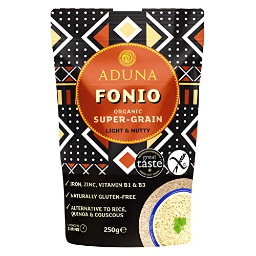 Aduna Certified Organic Fonio Super-Grain | Premium Gluten-Free African Ancient Super-Grain | All Natural Superfood Grain | Six Resealable Pouches 1.5kg (6 x 250g)