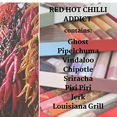 Eat.Art Red Hot Chilli Addict - 8 Unique Different Chilli Spice Set - Unusual Food Cooking Gifts For Chilli-heads - A Gourmet Selection Box - Fine Food BBQ Seasoning For Chilliheads