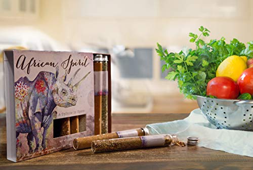 Eat.Art African Spirit - 8 Unique Traditional African Spice Set - Unusual Food Cooking Gifts - An Authentic Gourmet Selection Box - Fine Food BBQ And Vegetable Seasoning