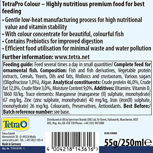 Tetra Pro Colour Multi-Crisps - Premium fish food with colour concentrate for brightly colourful Fish, 250ml