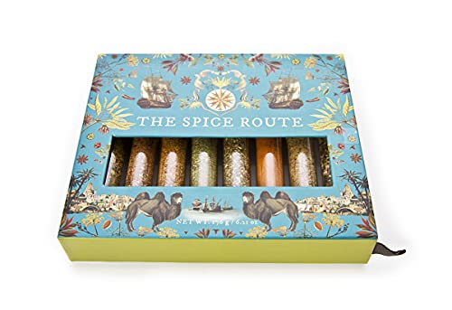 Eat.Art Spice Route - Around The World Spice Set Of 8 – Luxury Food Cooking Gifts - An Unusual Gourmet Selection Box – Unique Seasoning Set with Slide Out Spice Rack - Fathers Day Gift