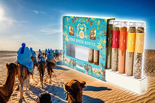 Eat.Art Spice Route - Around The World Spice Set Of 8 – Luxury Food Cooking Gifts - An Unusual Gourmet Selection Box – Unique Seasoning Set with Slide Out Spice Rack - Fathers Day Gift