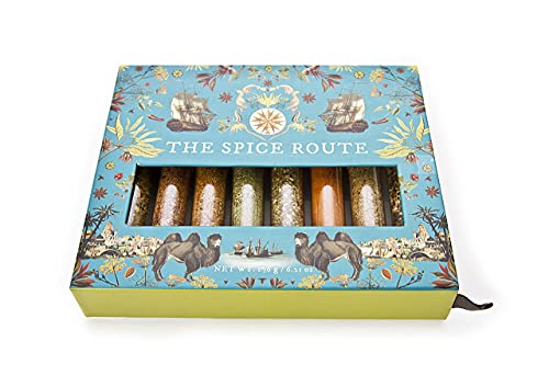 Eat.Art Spice Route - Around The World Spice Set Of 8 – Luxury Food Cooking Gifts - An Unusual Gourmet Selection Box – Unique Seasoning Set with Slide Out Spice Rack - Fathers Day Gift
