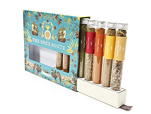 Eat.Art Spice Route - Around The World Spice Set Of 8 – Luxury Food Cooking Gifts - An Unusual Gourmet Selection Box – Unique Seasoning Set with Slide Out Spice Rack - Fathers Day Gift