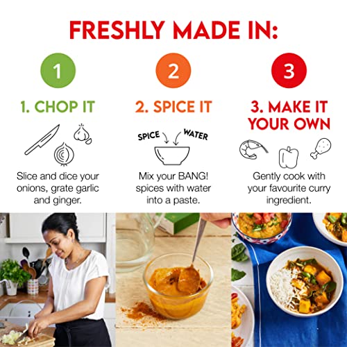Spicy Curry Night Kit - Feeds 12 | 7 Authentic Curry Kits - Quick & Easy to Use | Free Recipe E-Book | 100% Natural and Gluten Free - BANG Curry