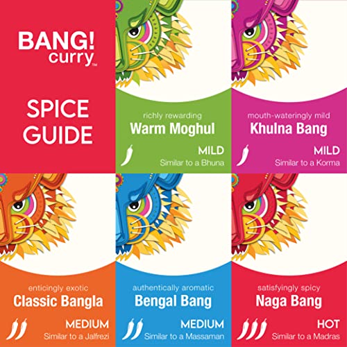 Spicy Curry Night Kit - Feeds 12 | 7 Authentic Curry Kits - Quick & Easy to Use | Free Recipe E-Book | 100% Natural and Gluten Free - BANG Curry
