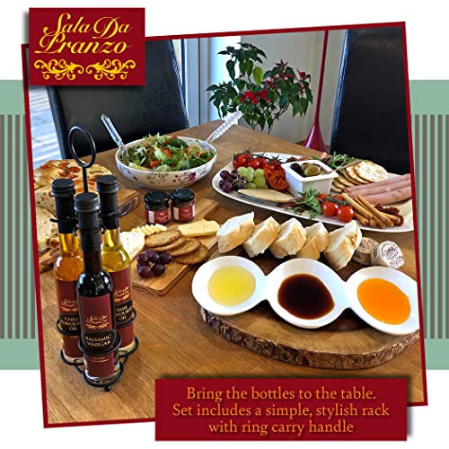 Italian Food and Cooking Gifts for Foodies - Flavoured Basil Oil, Chilli Oil & Balsamic Vinegar Gift Set - Gourmet Food Gifts for Men, Women & Couples